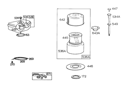 Air Cleaner Groups Diagram and Parts List for 111902-0149-XX  Briggs and Stratton Engine